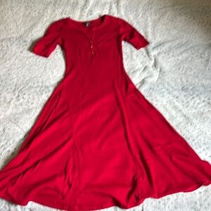 Lauren Ralph Lauren Red A-line Short Sleeve Dress